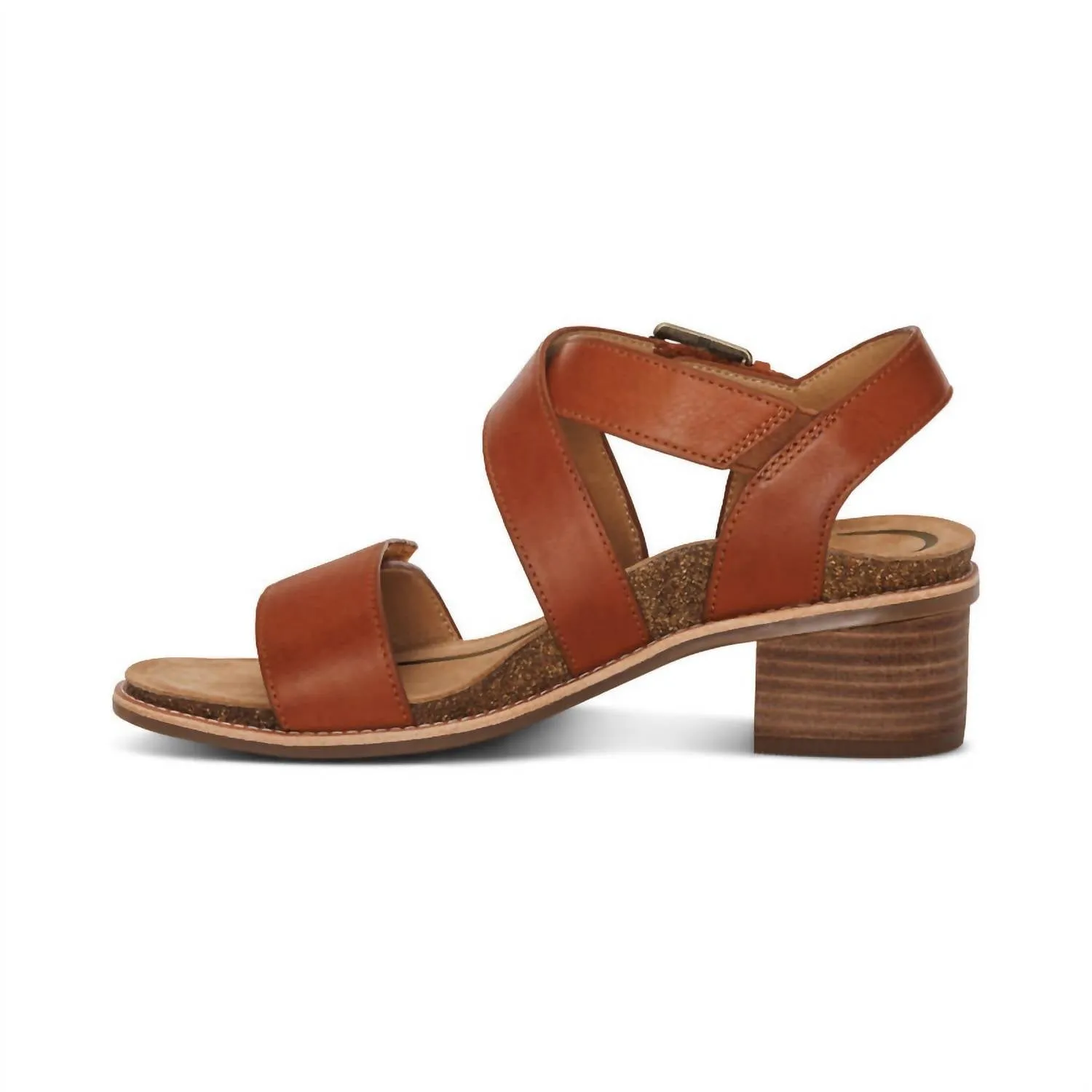Women's Kristin Adjustable Cross Strap Low Heel Sandals In Cognac
