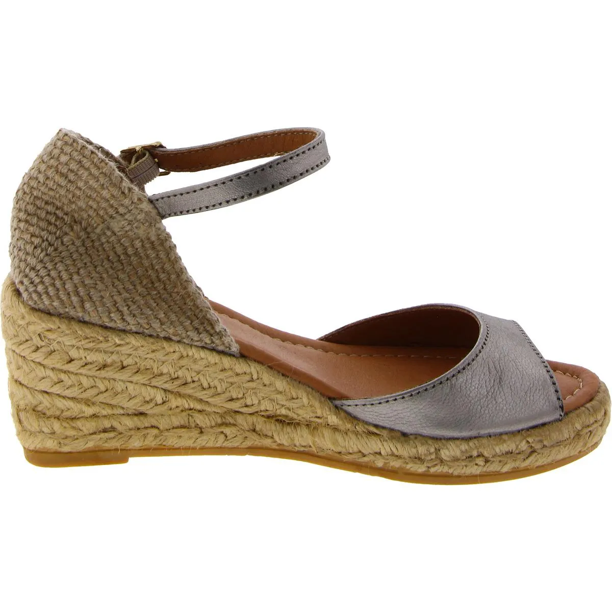 Womens Leather Ankle Strap Wedge Sandals