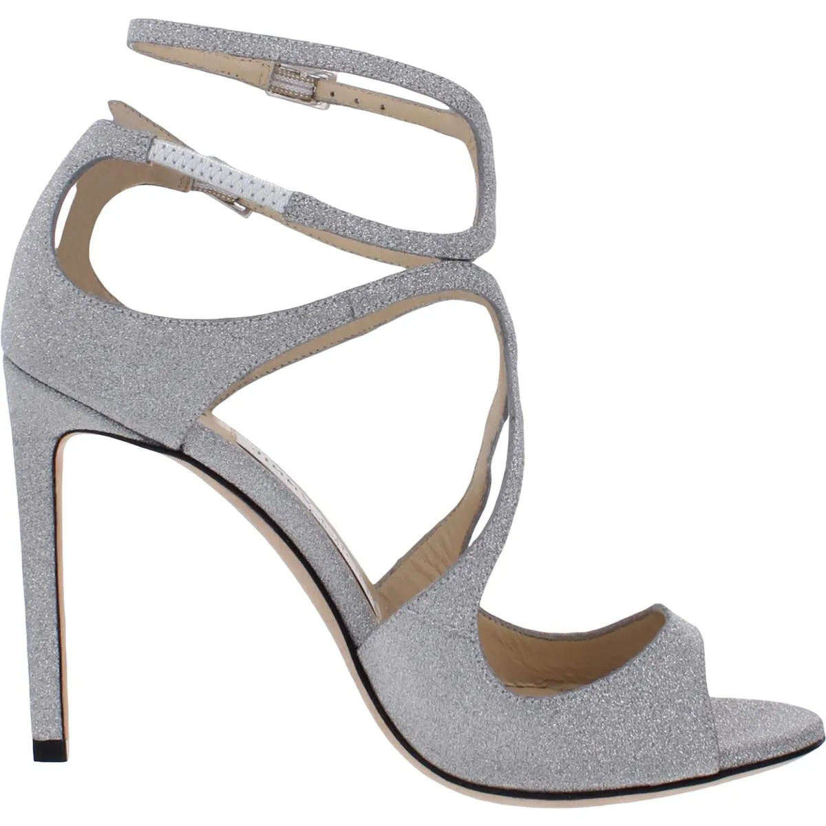 Womens Leather Glitter Dress Sandals