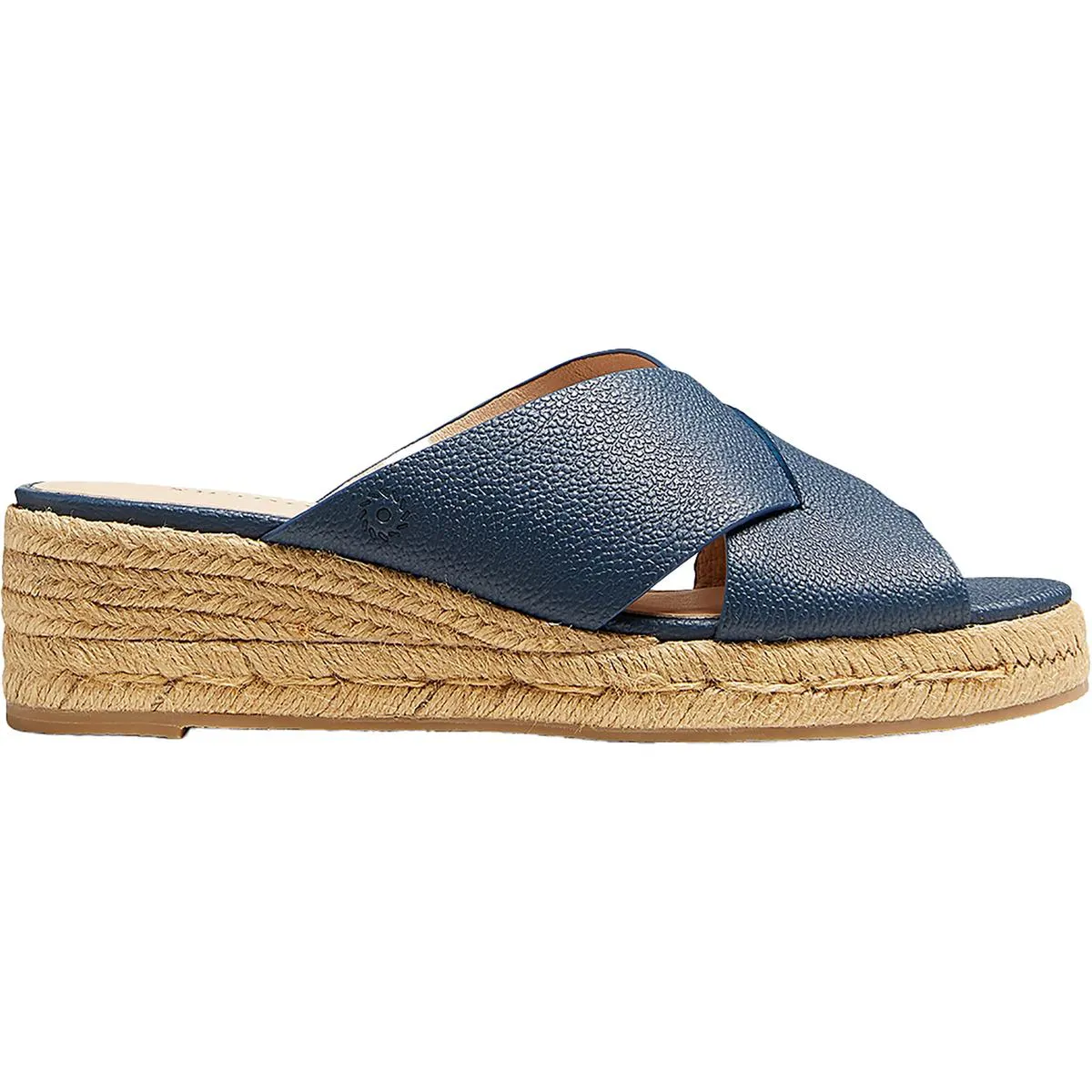 Womens Leather Slip On Wedge Sandals