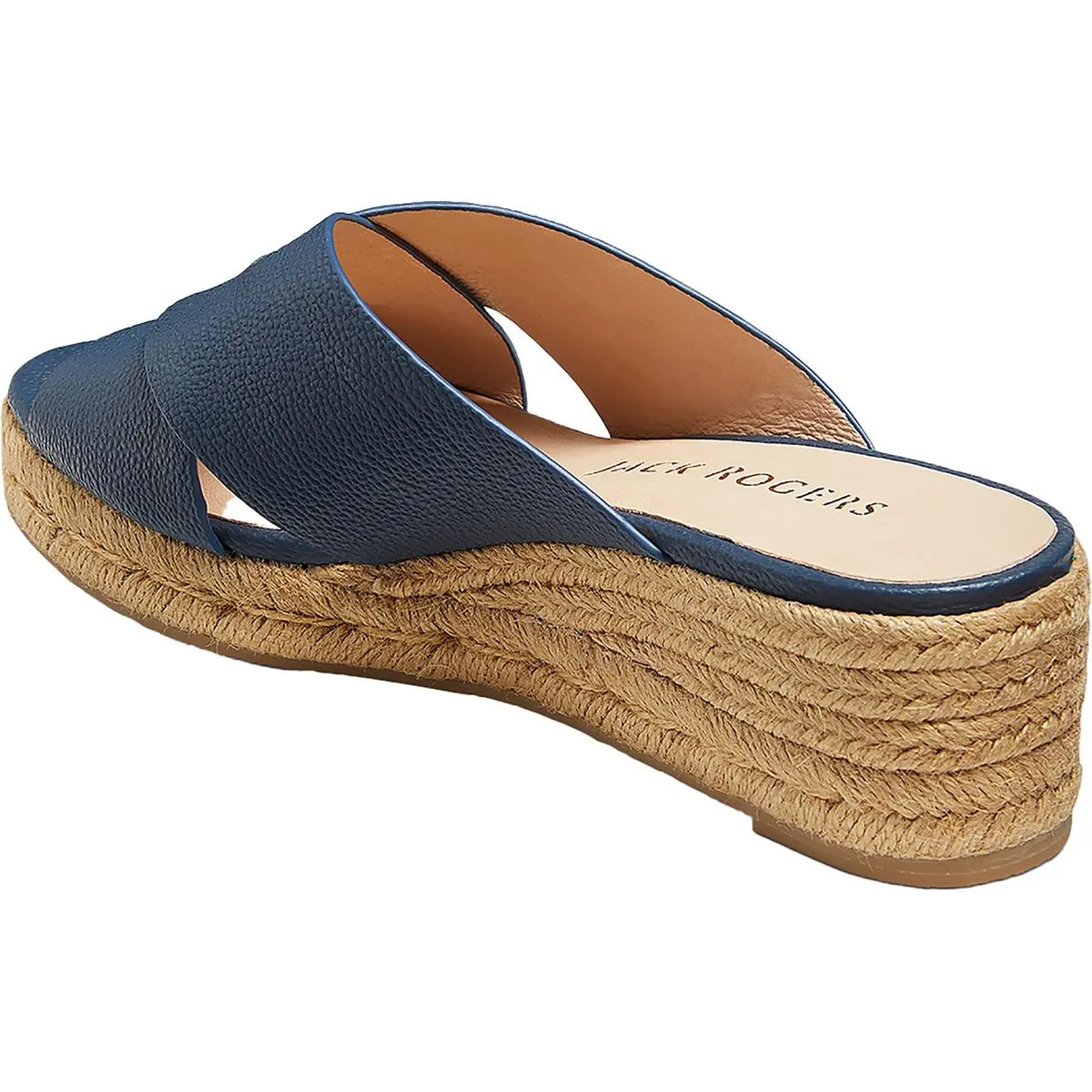 Womens Leather Slip On Wedge Sandals