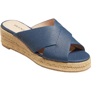 Womens Leather Slip On Wedge Sandals