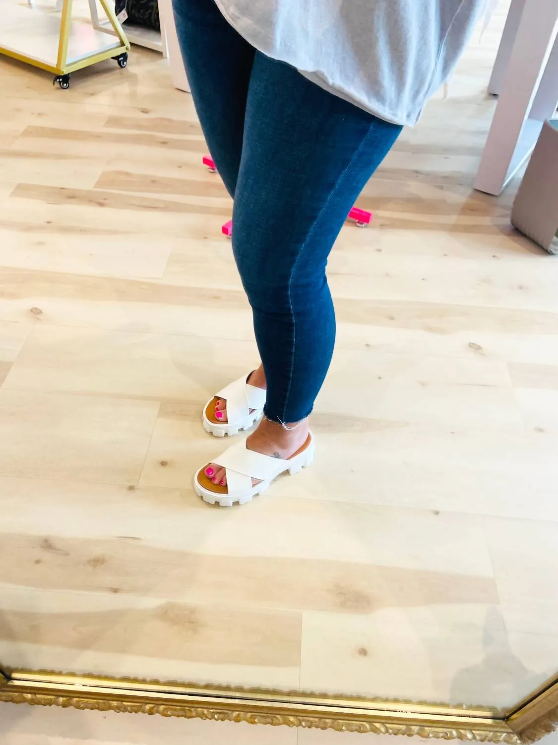 Women's Lug Sole Sandals In White