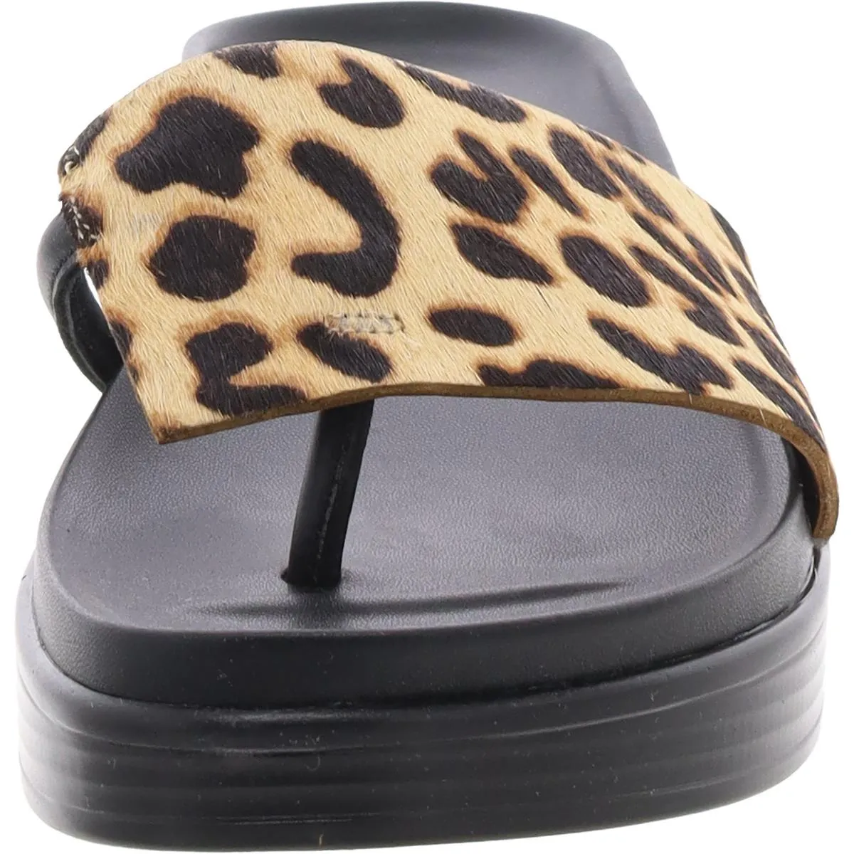 Womens Open Back Calf Hair Wedge Sandals