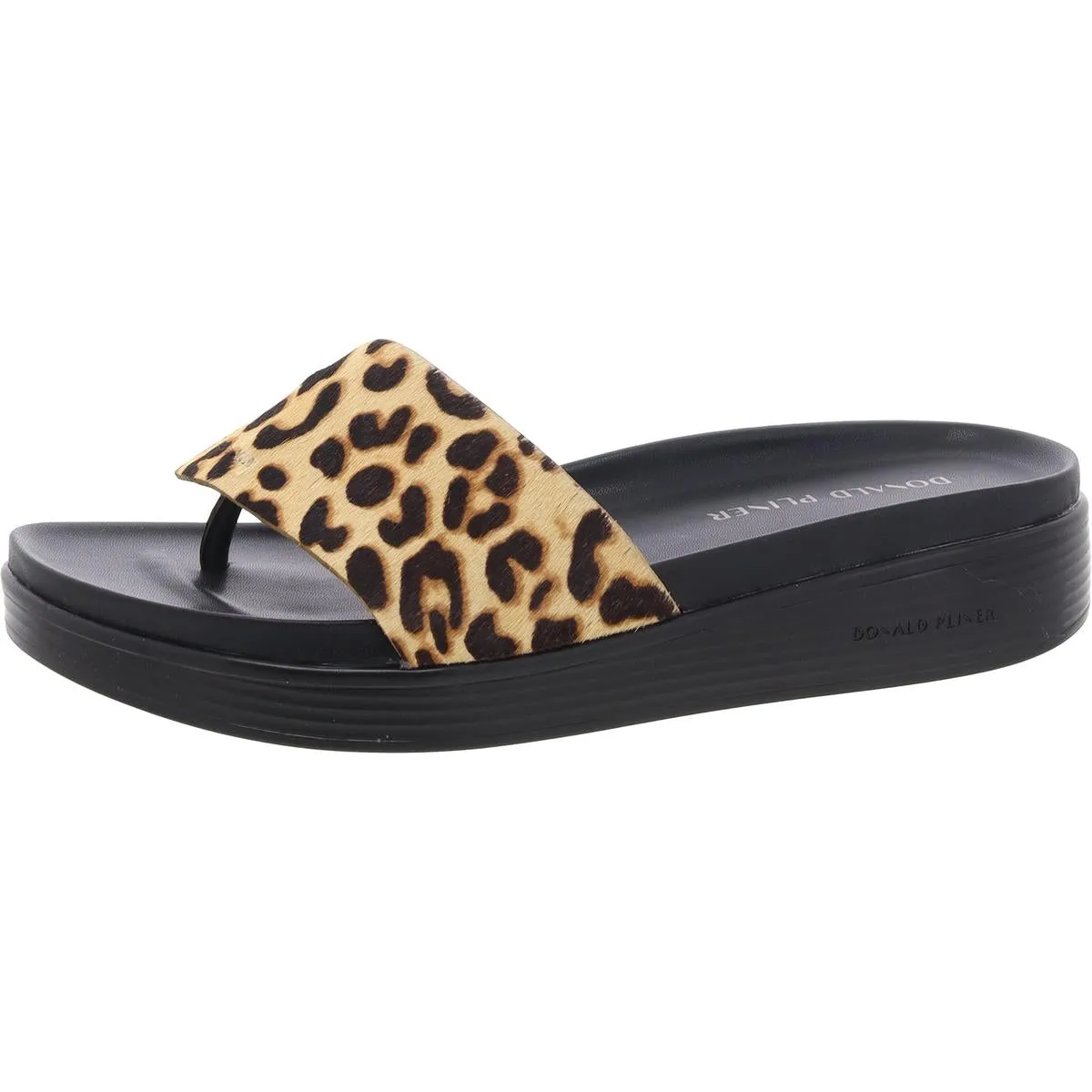 Womens Open Back Calf Hair Wedge Sandals