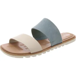 Womens Padded Insole Leather Slide Sandals