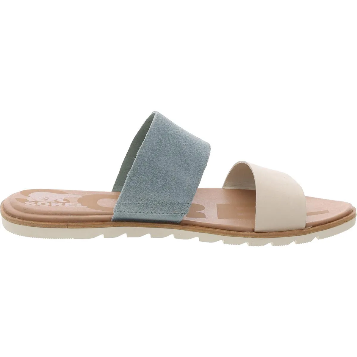Womens Padded Insole Leather Slide Sandals