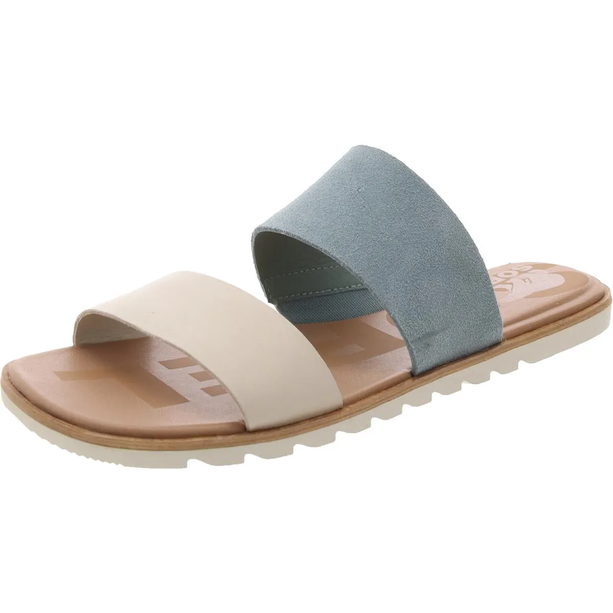 Womens Padded Insole Leather Slide Sandals