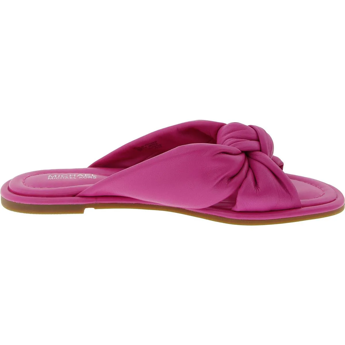 Womens Solid Leather Slide Sandals