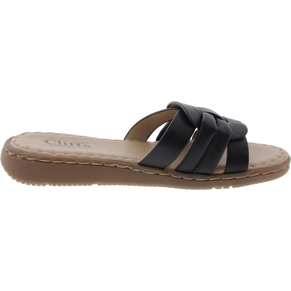 Womens Solid Man Made Slide Sandals