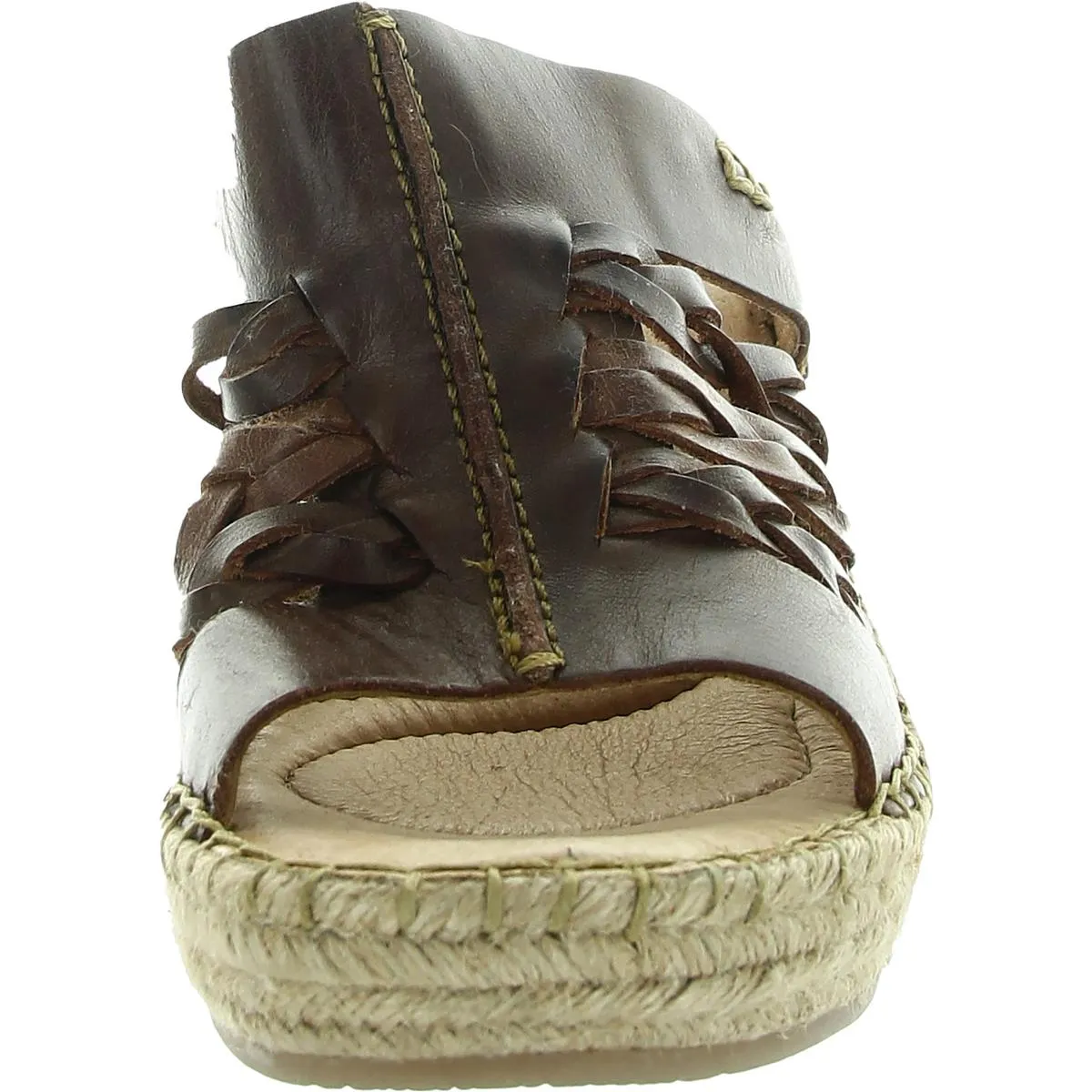 Womens Strappy Leather Wedge Sandals
