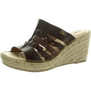 Womens Strappy Leather Wedge Sandals