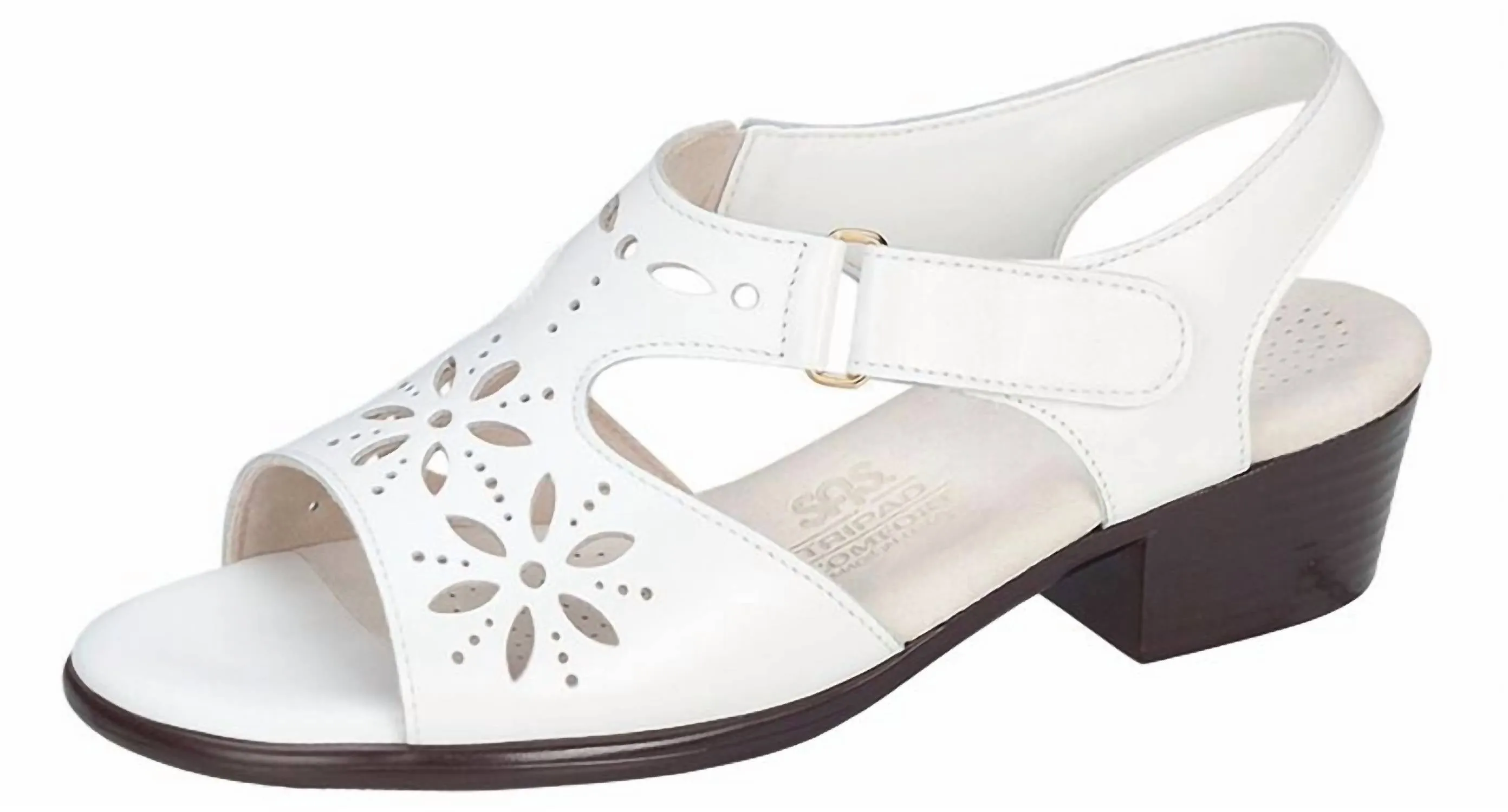 Women's Sunburst Heel Strap Sandal In White Lizard