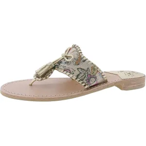 Womens Tassel Leather Thong Sandals