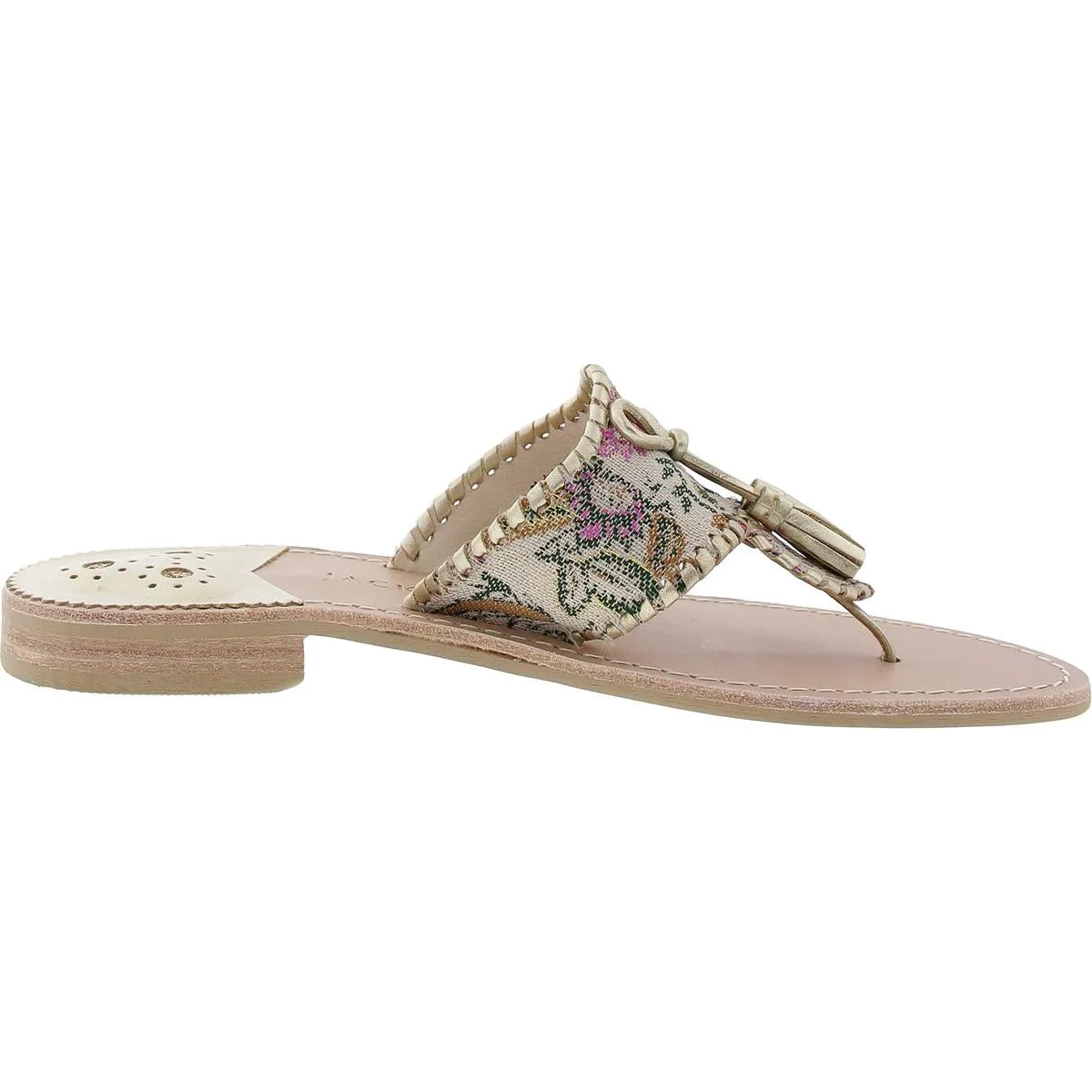 Womens Tassel Leather Thong Sandals