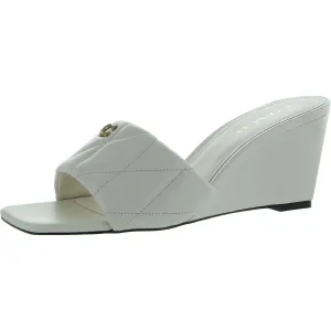Womens Textured Faux Leather Wedge Sandals