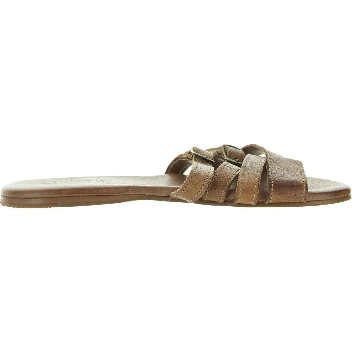 Womens Toe Loop Leather Slide Sandals