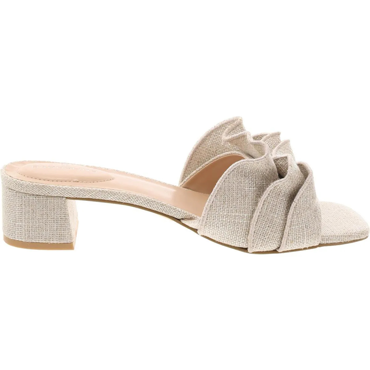 Womens Woven Ruffled Slide Sandals