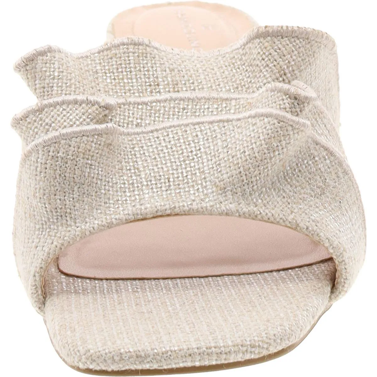 Womens Woven Ruffled Slide Sandals