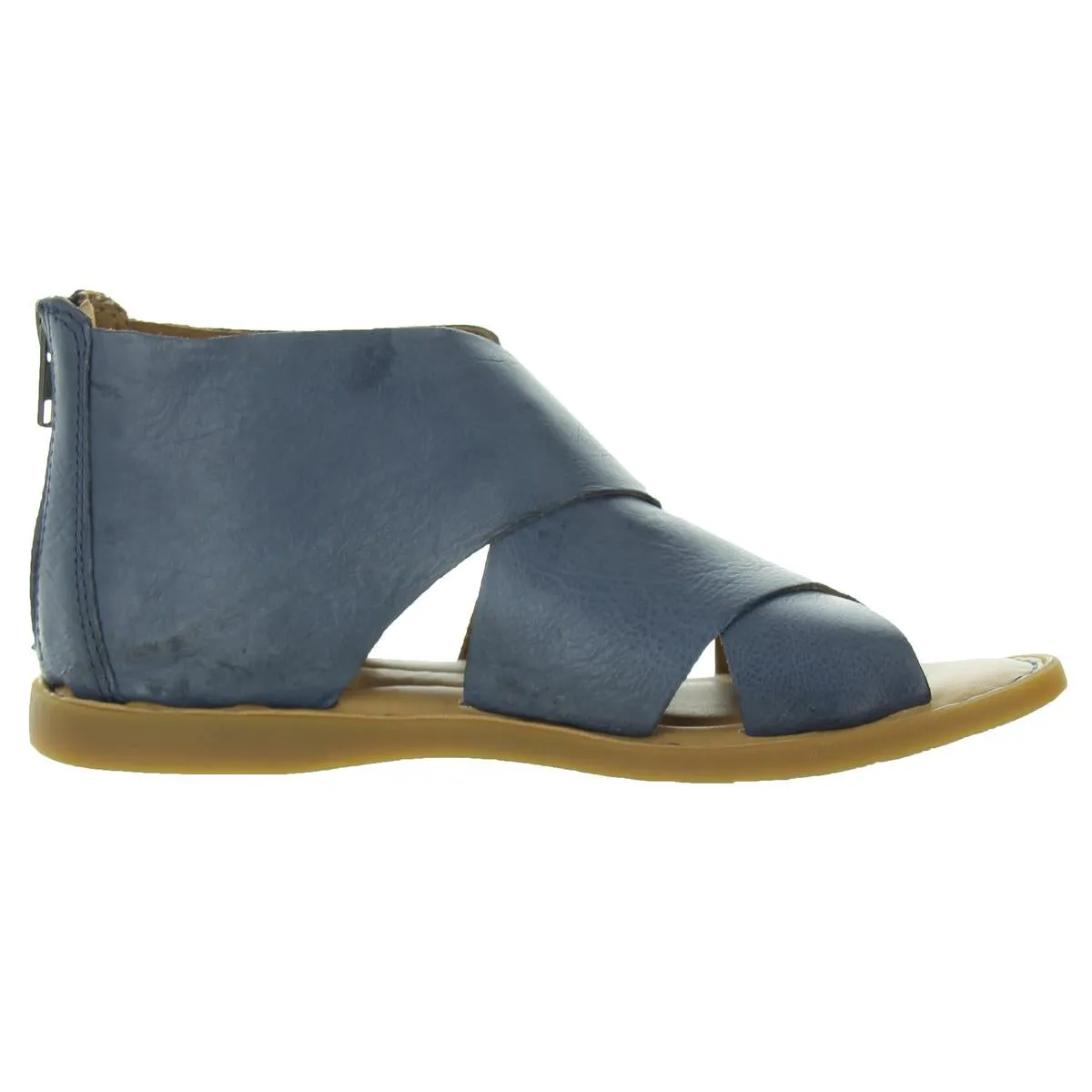 Womens Zipper Leather Flatform Sandals