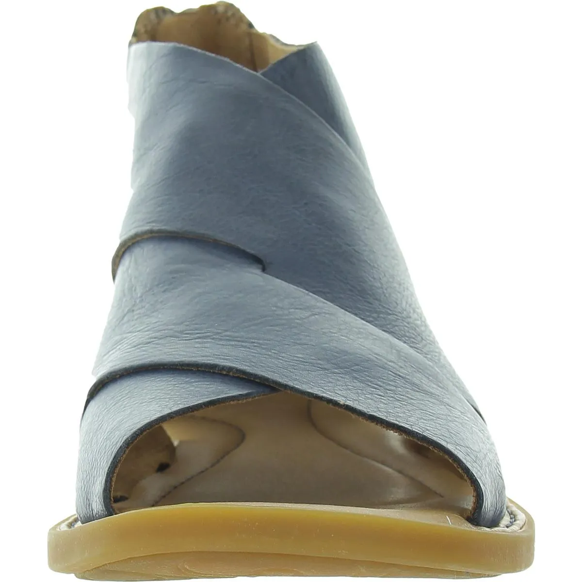 Womens Zipper Leather Flatform Sandals