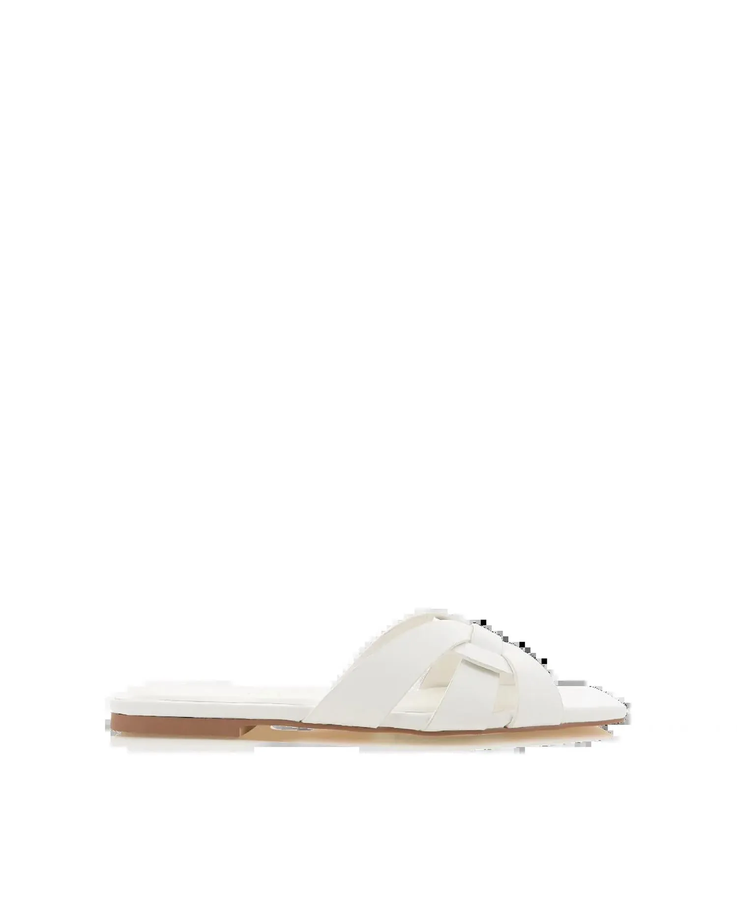 Woven Slide Sandal In White