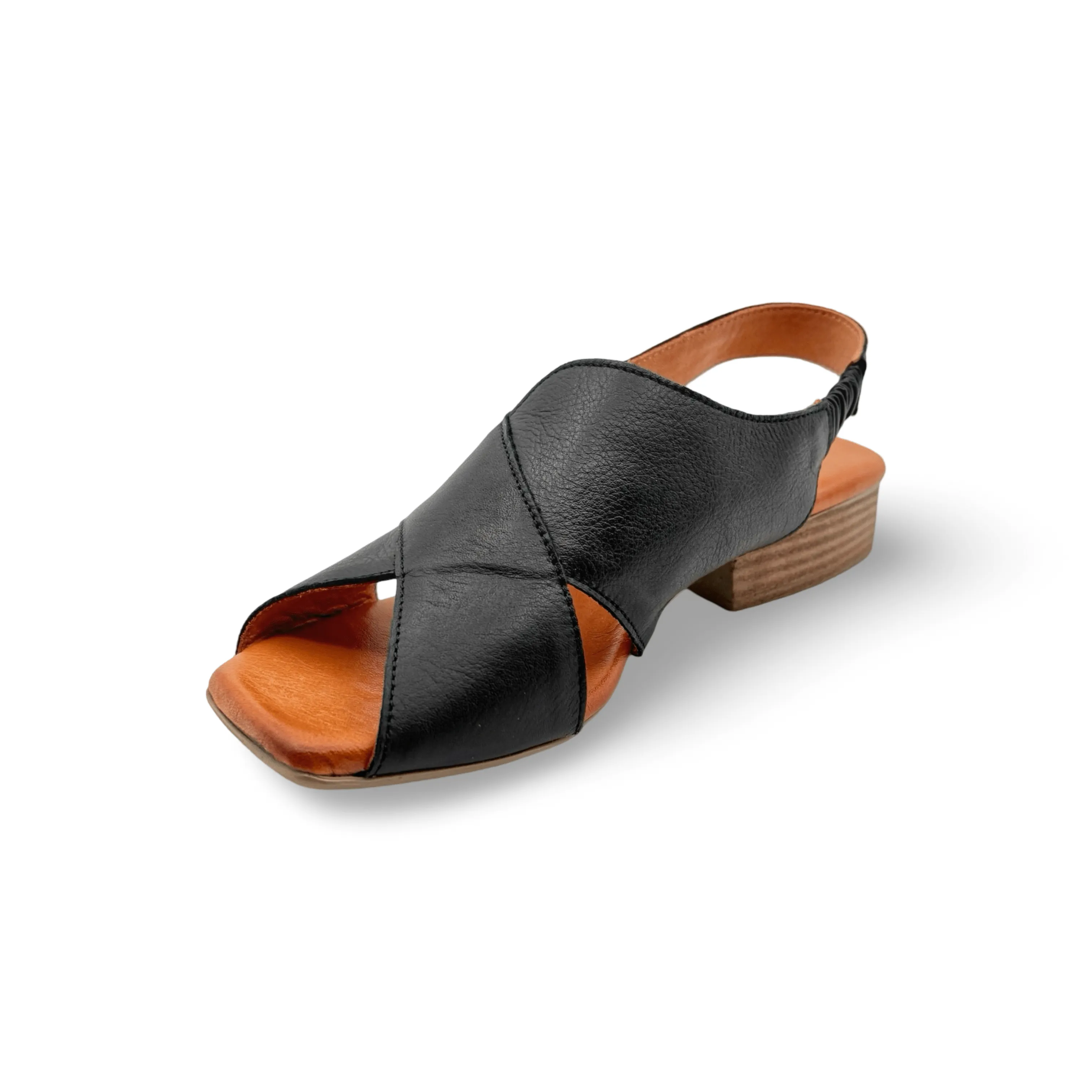 Xena Black Leather Sandal