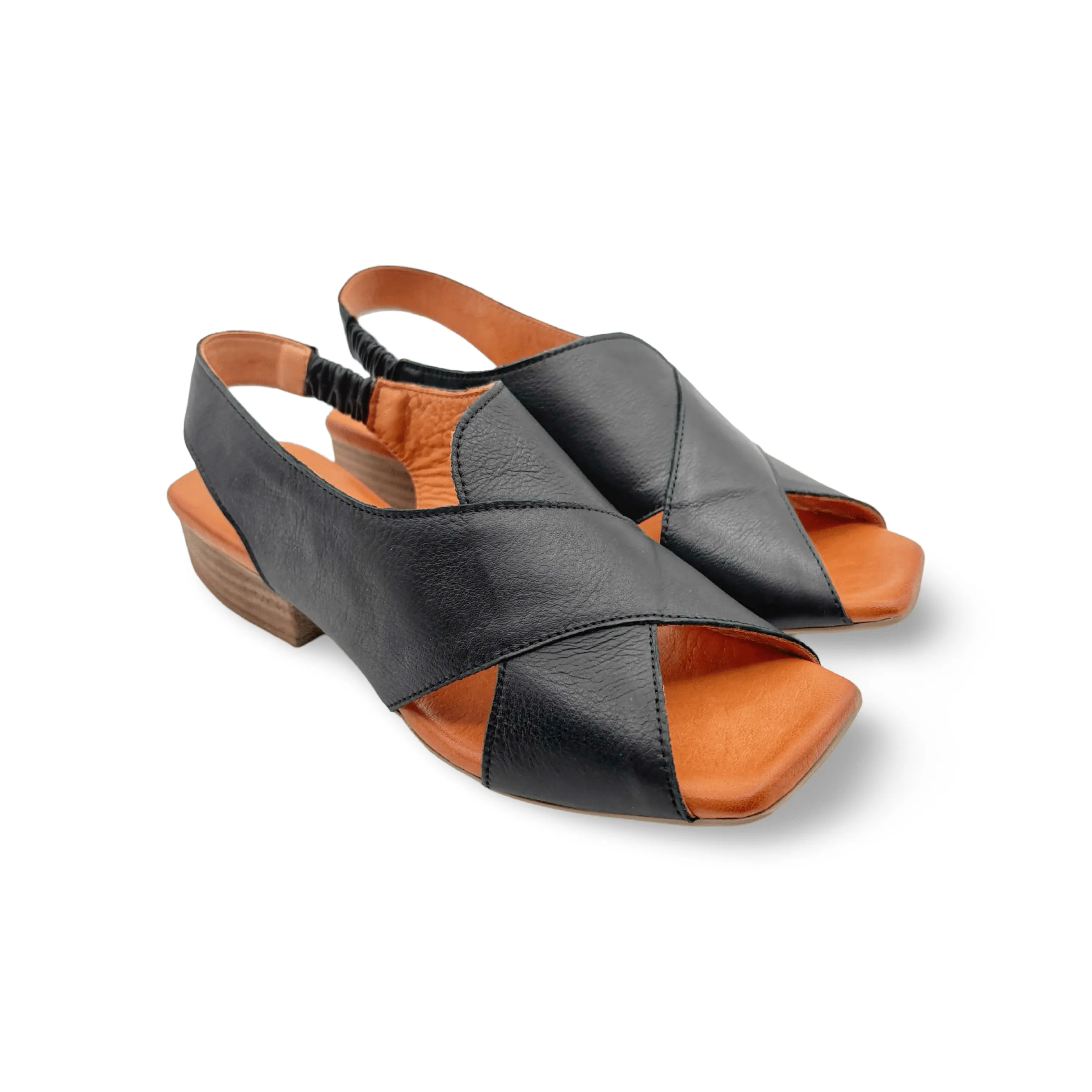 Xena Black Leather Sandal