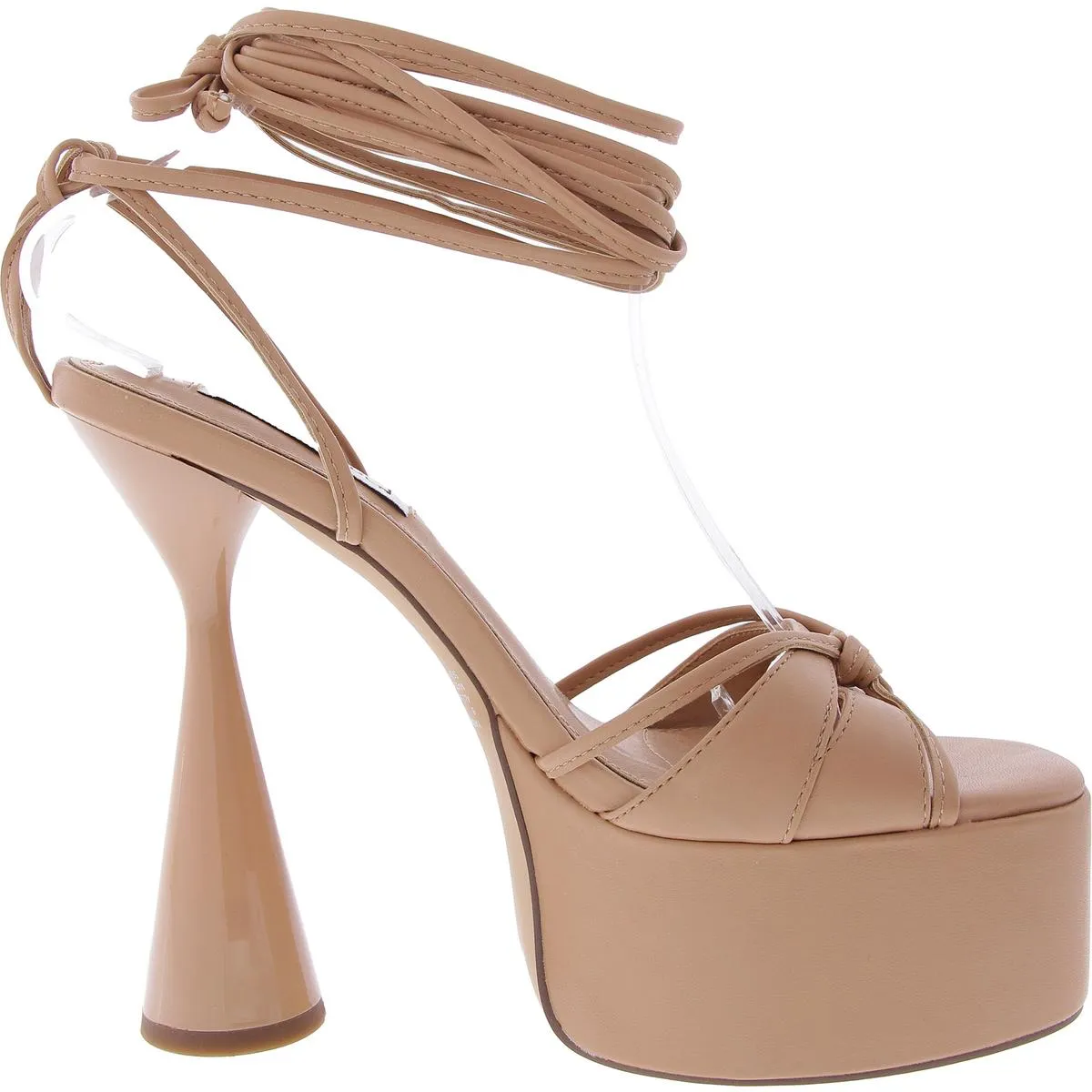 Yasmyn Womens Lace-Up Faux Leather Platform Sandals
