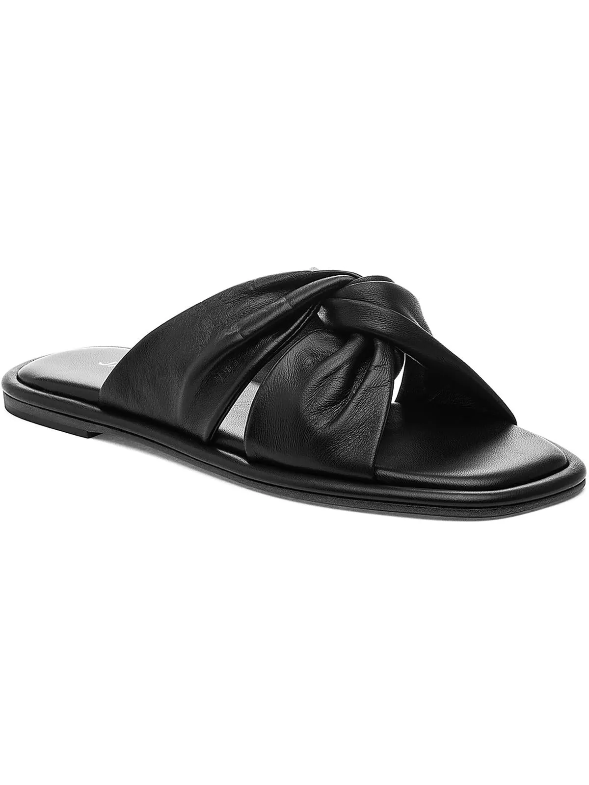 Yaya  Womens Leather Slip On Slide Sandals