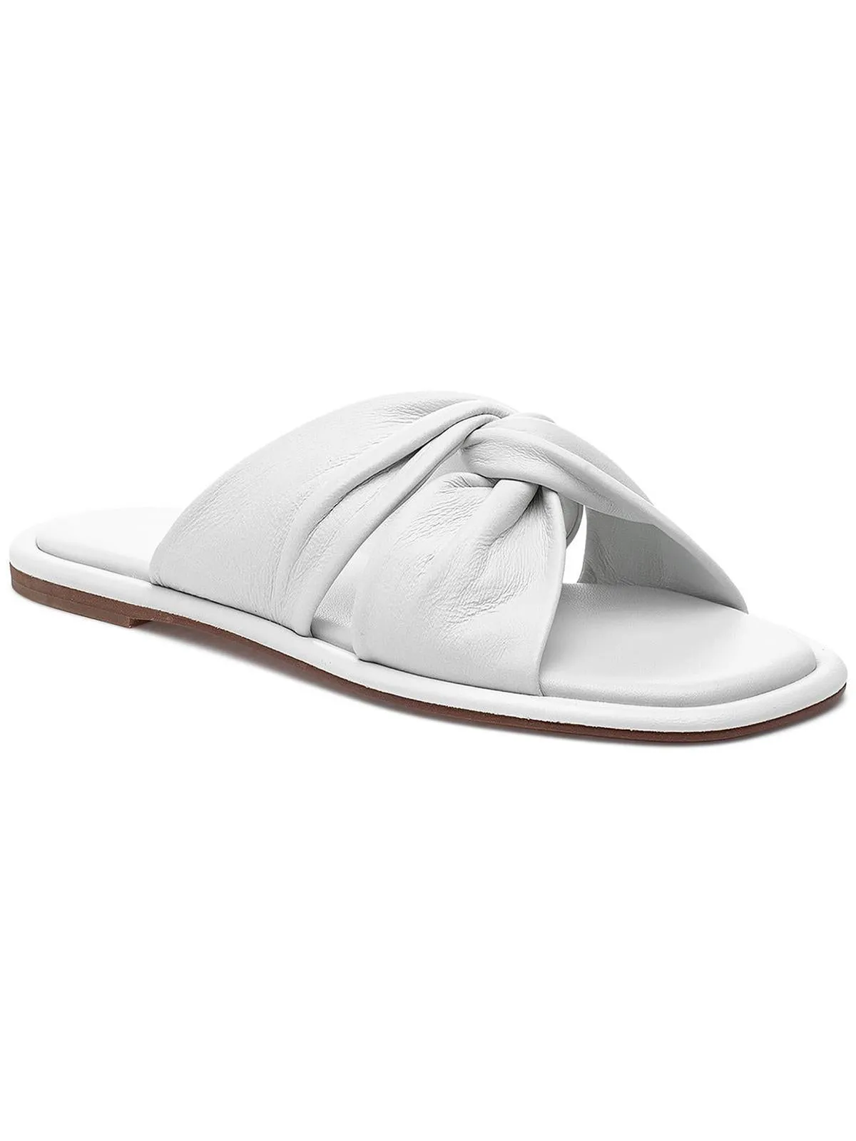 Yaya  Womens Leather Slip On Slide Sandals