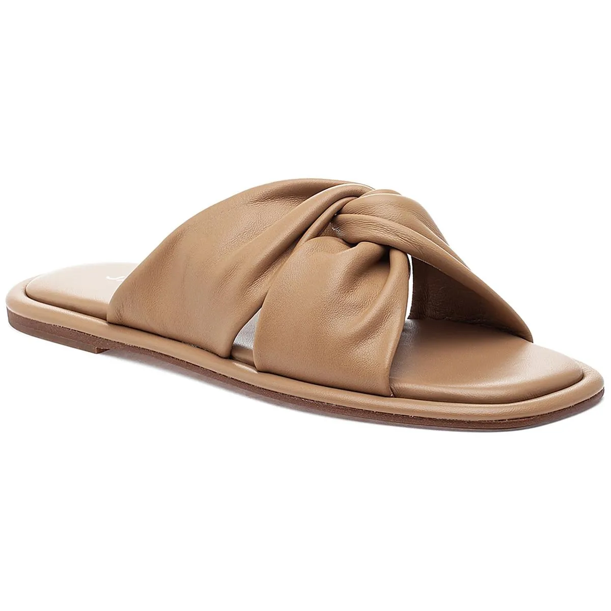 Yaya  Womens Leather Slip On Slide Sandals