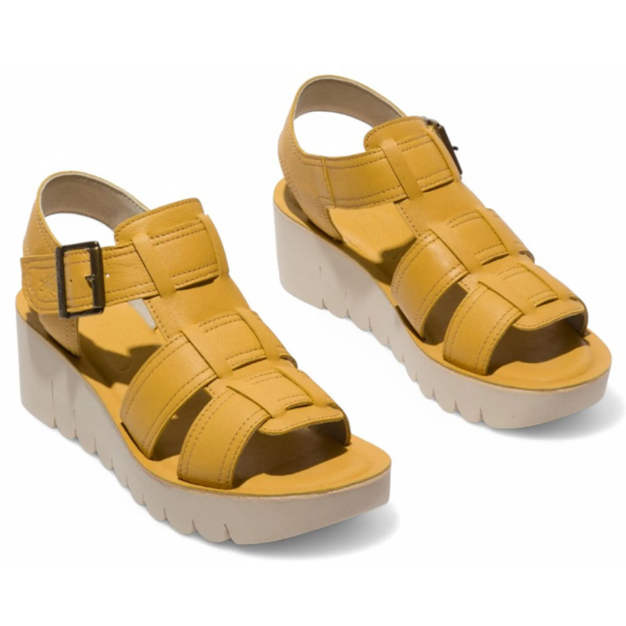 YUDD236FLY - Women's Wedge Heel Leather Sandals