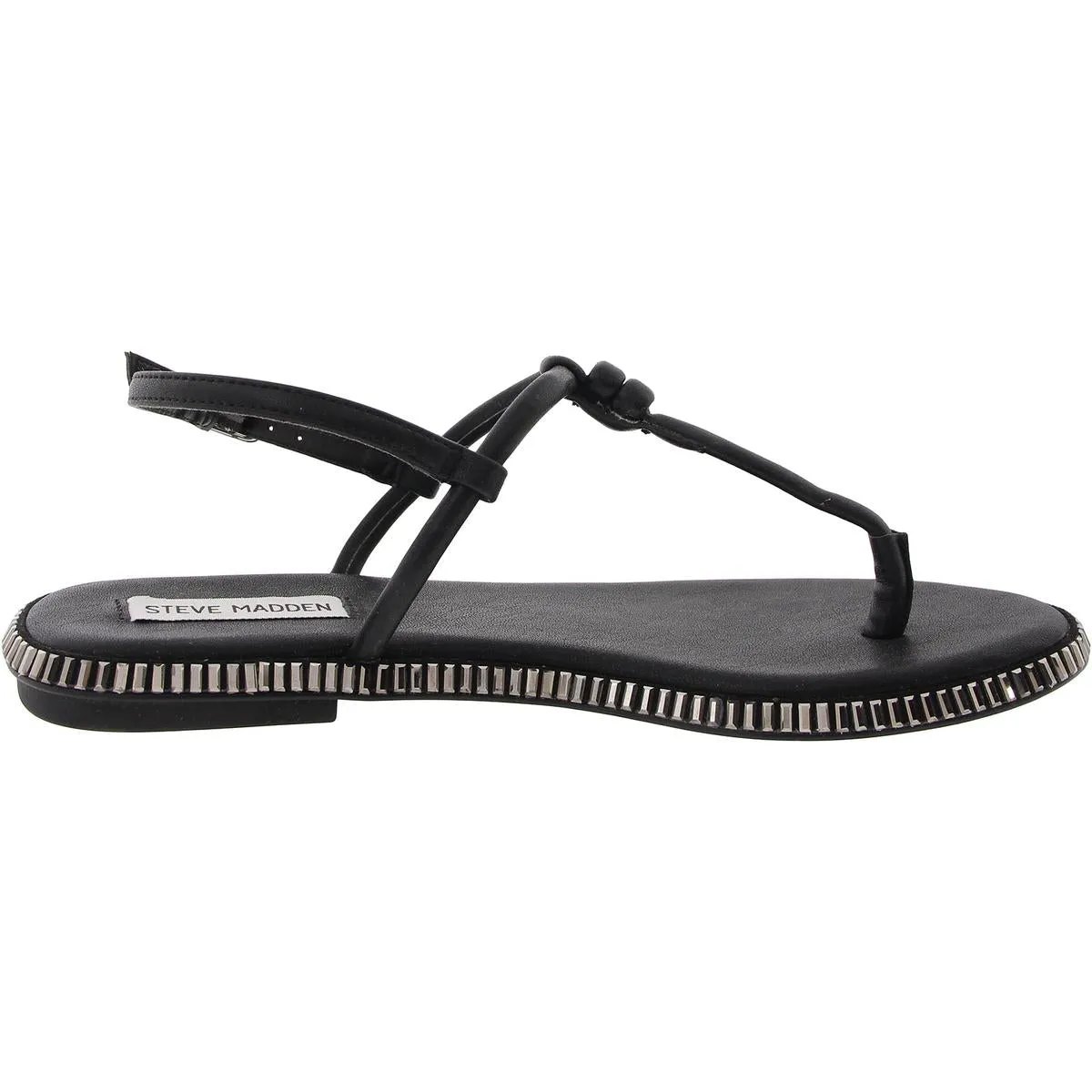 Zia Womens Embellished Faux Leather Thong Sandals