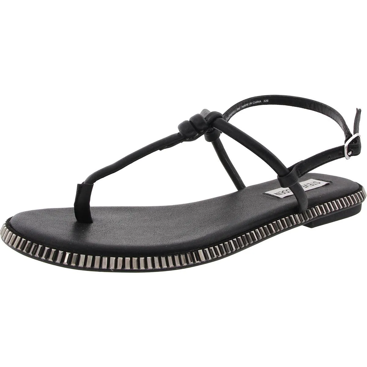 Zia Womens Embellished Faux Leather Thong Sandals