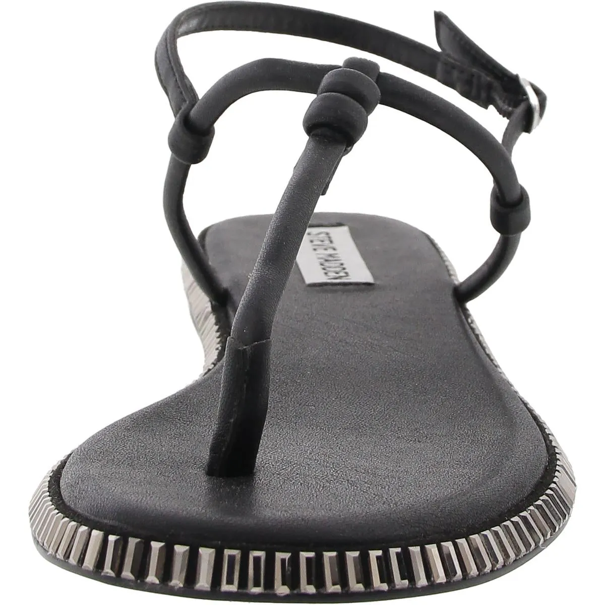 Zia Womens Embellished Faux Leather Thong Sandals