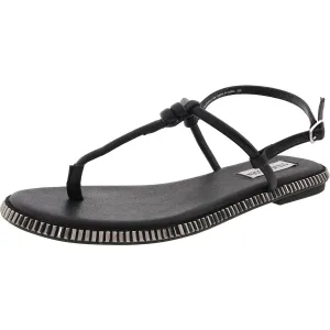 Zia Womens Embellished Faux Leather Thong Sandals