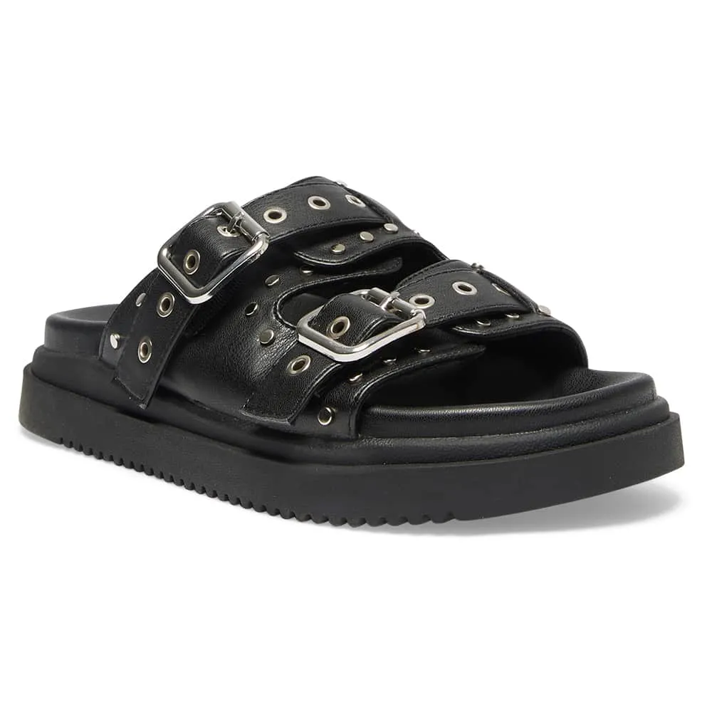 Zora Sandal in Black Smooth