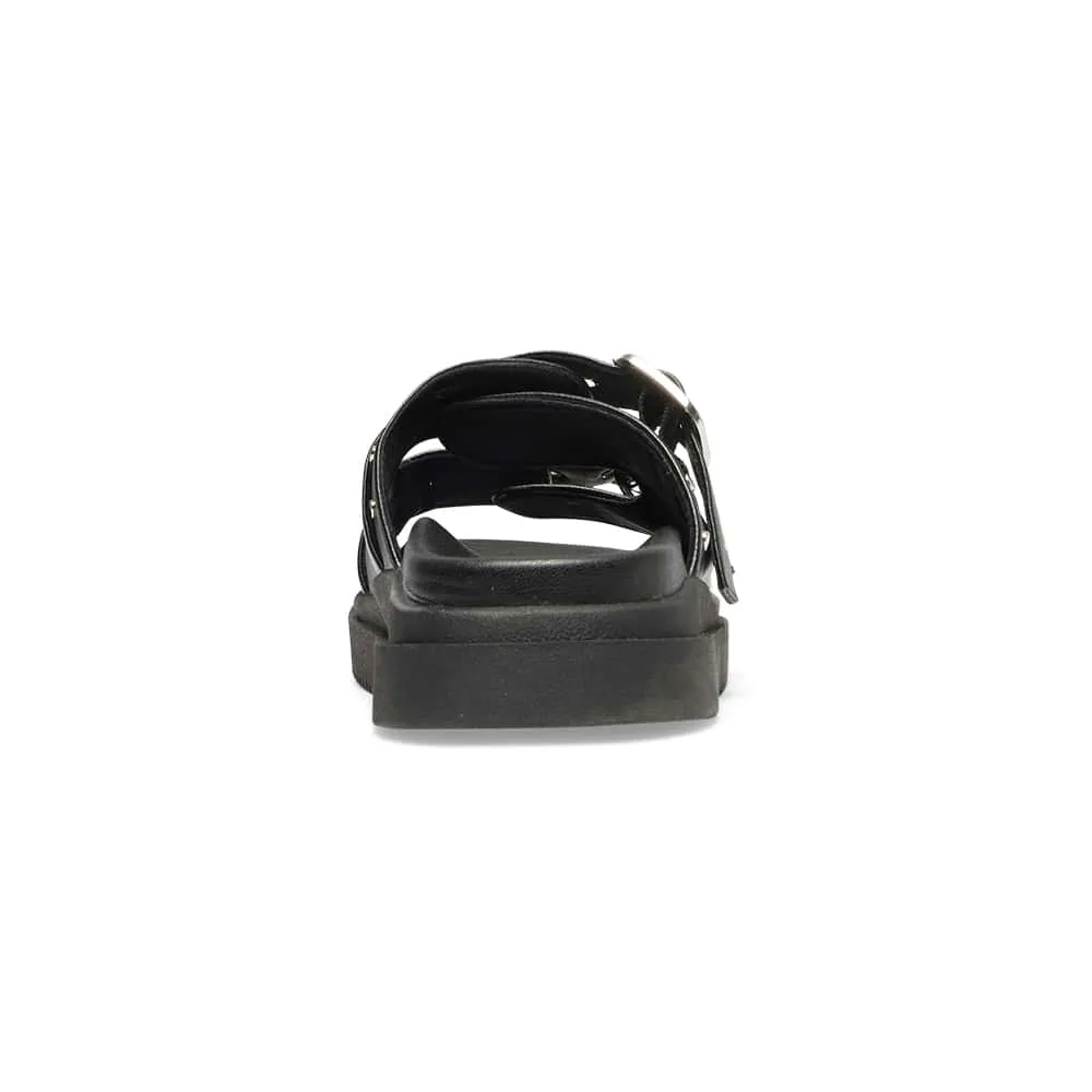 Zora Sandal in Black Smooth
