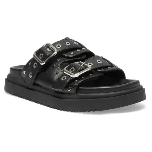 Zora Sandal in Black Smooth