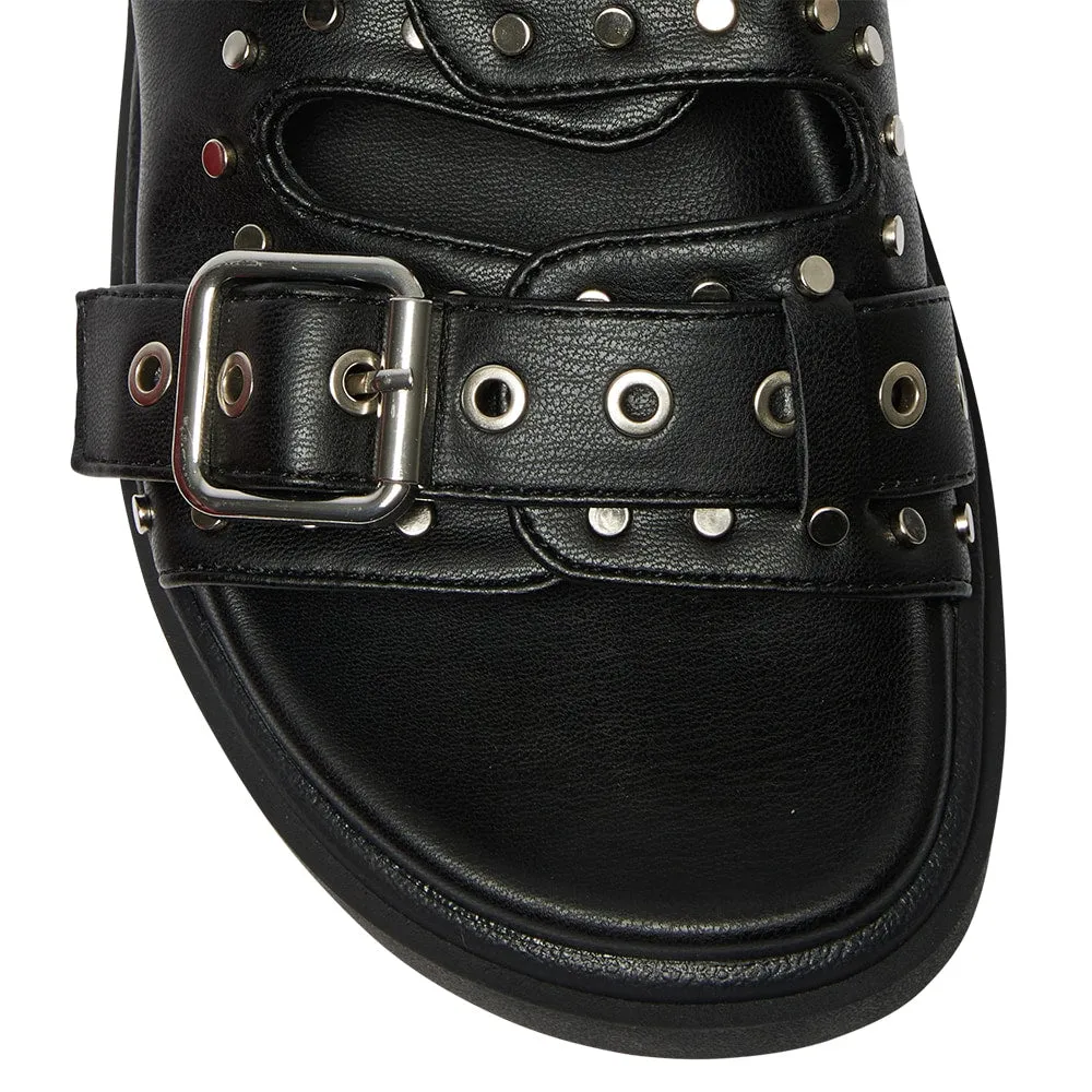 Zora Sandal in Black Smooth