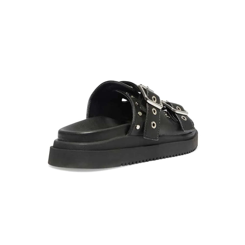 Zora Sandal in Black Smooth