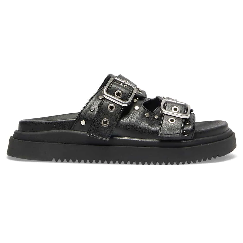 Zora Sandal in Black Smooth