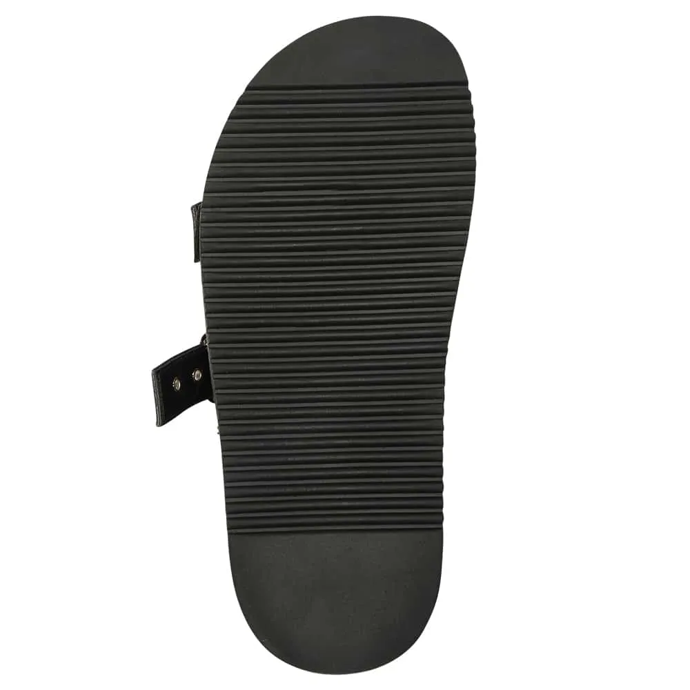 Zora Sandal in Black Smooth